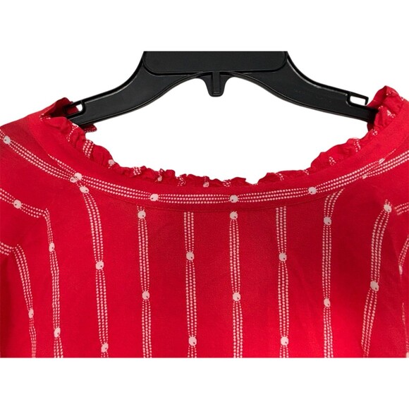 Anthropologie Maeve Aveiro Flutter Sleeve Button Down V Neck Blouse Size Large - Picture 7 of 12